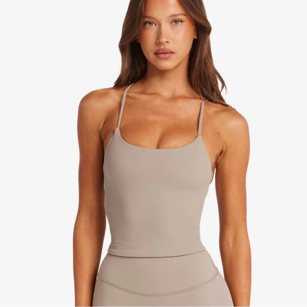 NWT CSB CROP SHOP BOUTIQUE SCULPT TANK ALMOND